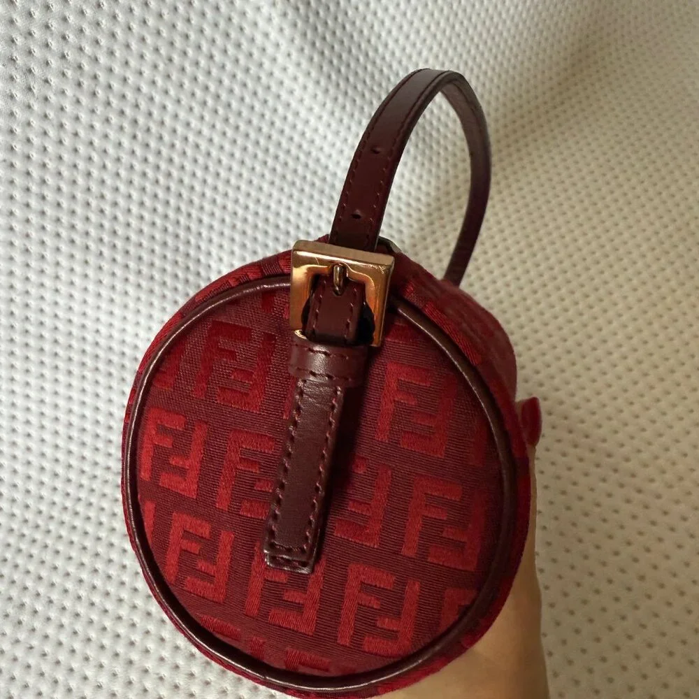 SOLD Rare FENDI Zucchino Barrel Pochette Red - Picture 11 of 12